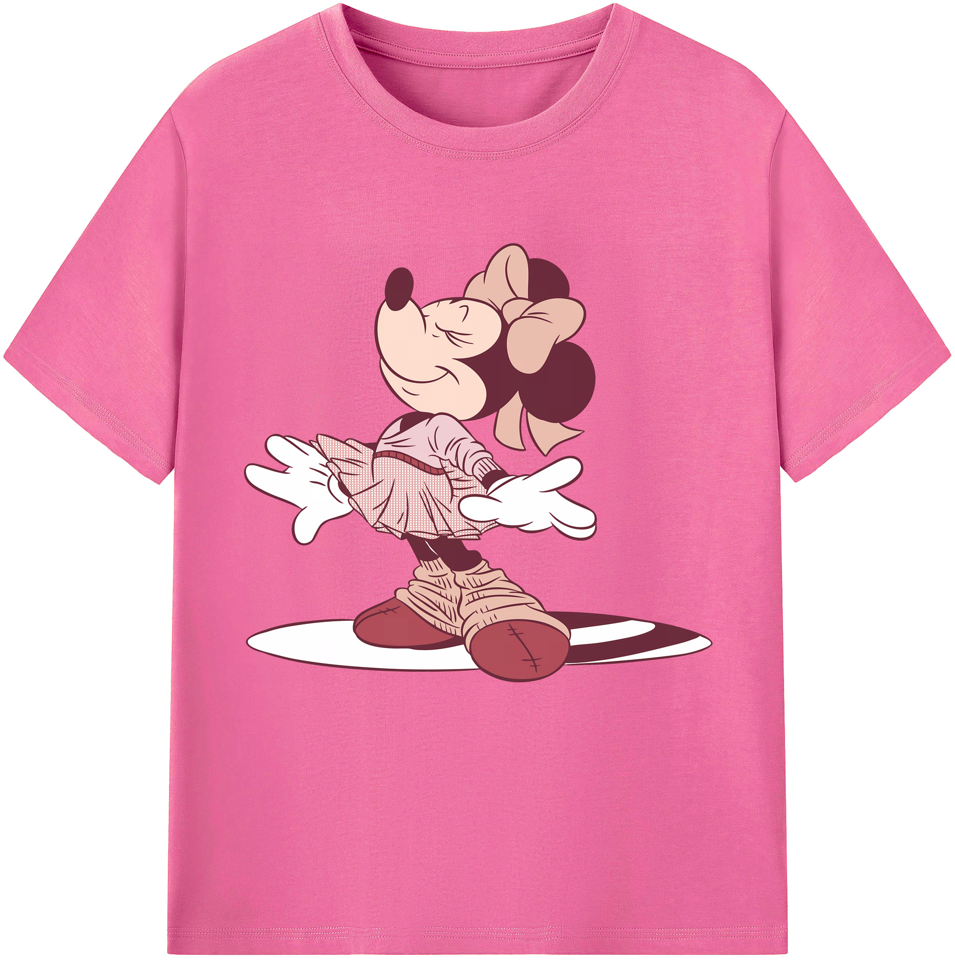 （画像用） ミッキーマウス Mickey Mouse レディースカジュアルプリントTシャツ（綿100％）
